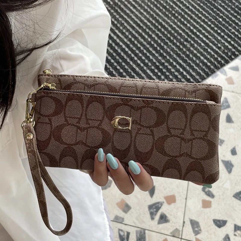 New Zipper Long Wallet For Women & Men, Multi Card Slot Billfold Purse, Wristlet Clutch Card Holder Coin Pocket Money Storage Ha