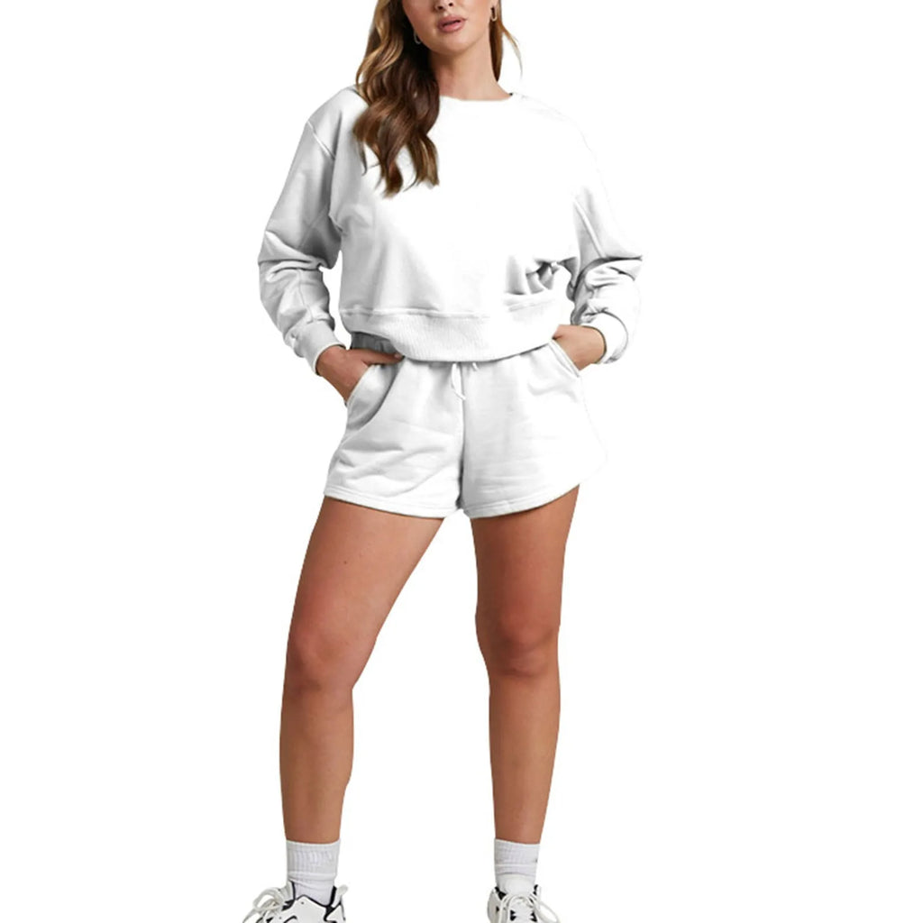 shorts sets women 2 piece outfits Womens Self Cultivation Long Sleeve Casual Hooded Sweatshirt Two Piece костюм женский летний