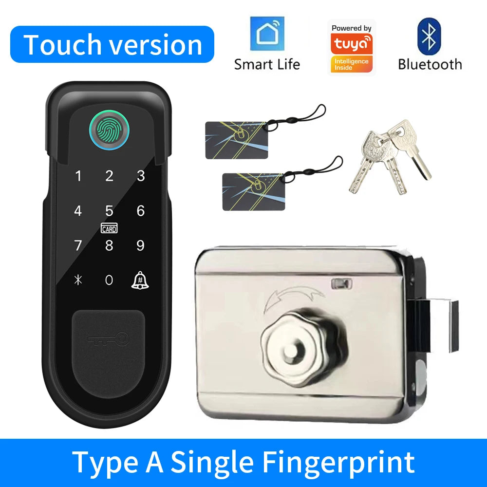 Support Tuya app Bluetooth app fingerprint intelligent door lock password RFID card wheel rim bolt lock electronic door lock