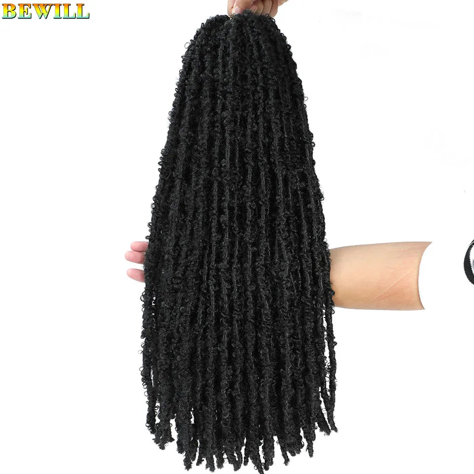 BEWILL 12 14 18 24 Inch Butterfly Locs Crochet Hair Pre-looped Synthetic Distressed Faux Braids Hair Soft Locs Goddess Locs Hair