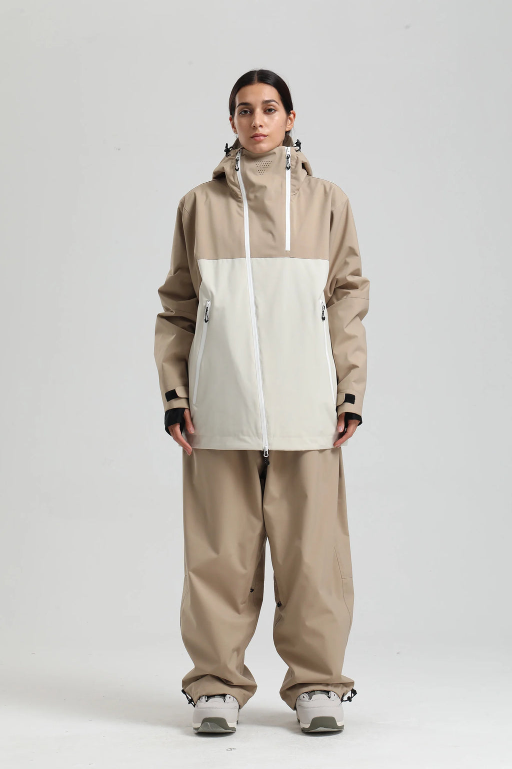 Gsou Snow 2025 Unisex Color-Block Ski Suit Loose Fit Snowboard Waterproof Windproof Breathable Professional Winter Outdoor Wear