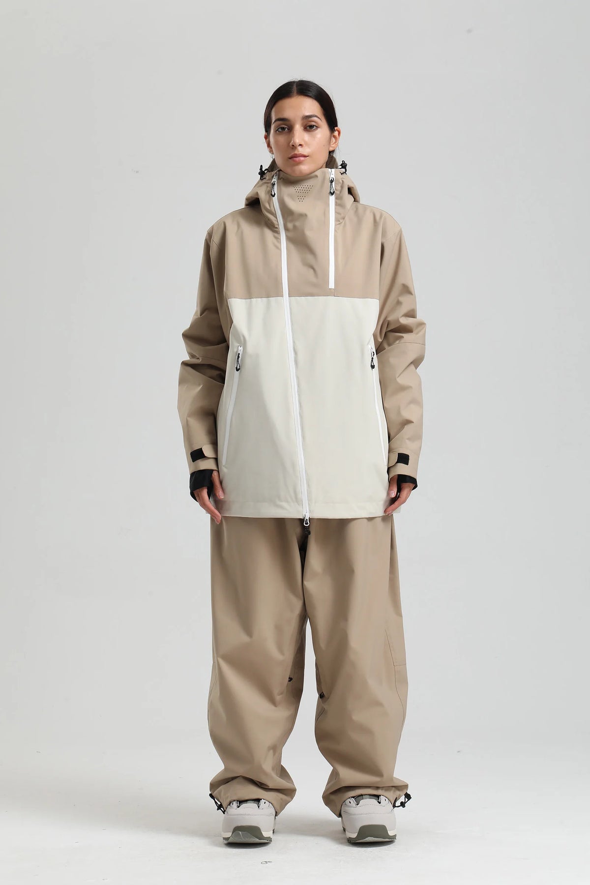 Gsou Snow 2025 Unisex Color-Block Ski Suit Loose Fit Snowboard Waterproof Windproof Breathable Professional Winter Outdoor Wear