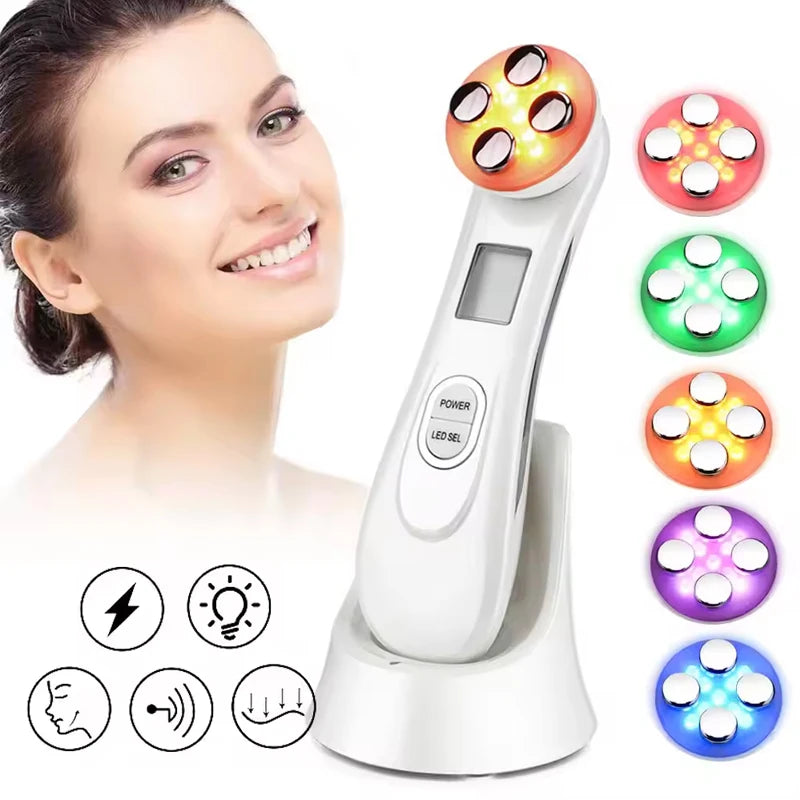 High Frequency Facial Beauty Machine 5 in 1 Facial Massager Microcurrent Rechargeable Facial Frequency Wand