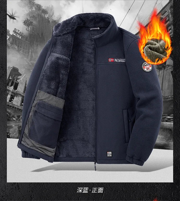 2026 Men's Outdoor Fleece Jacket Autumn Winter Thickened Polar Fleece with Added Insulation New Season Warm Casual Coat