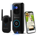 Wireless 2K video doorbell camera for home security: aluminum body, matte black, dual-cam with 190 view, WiFi6, night vision, 2