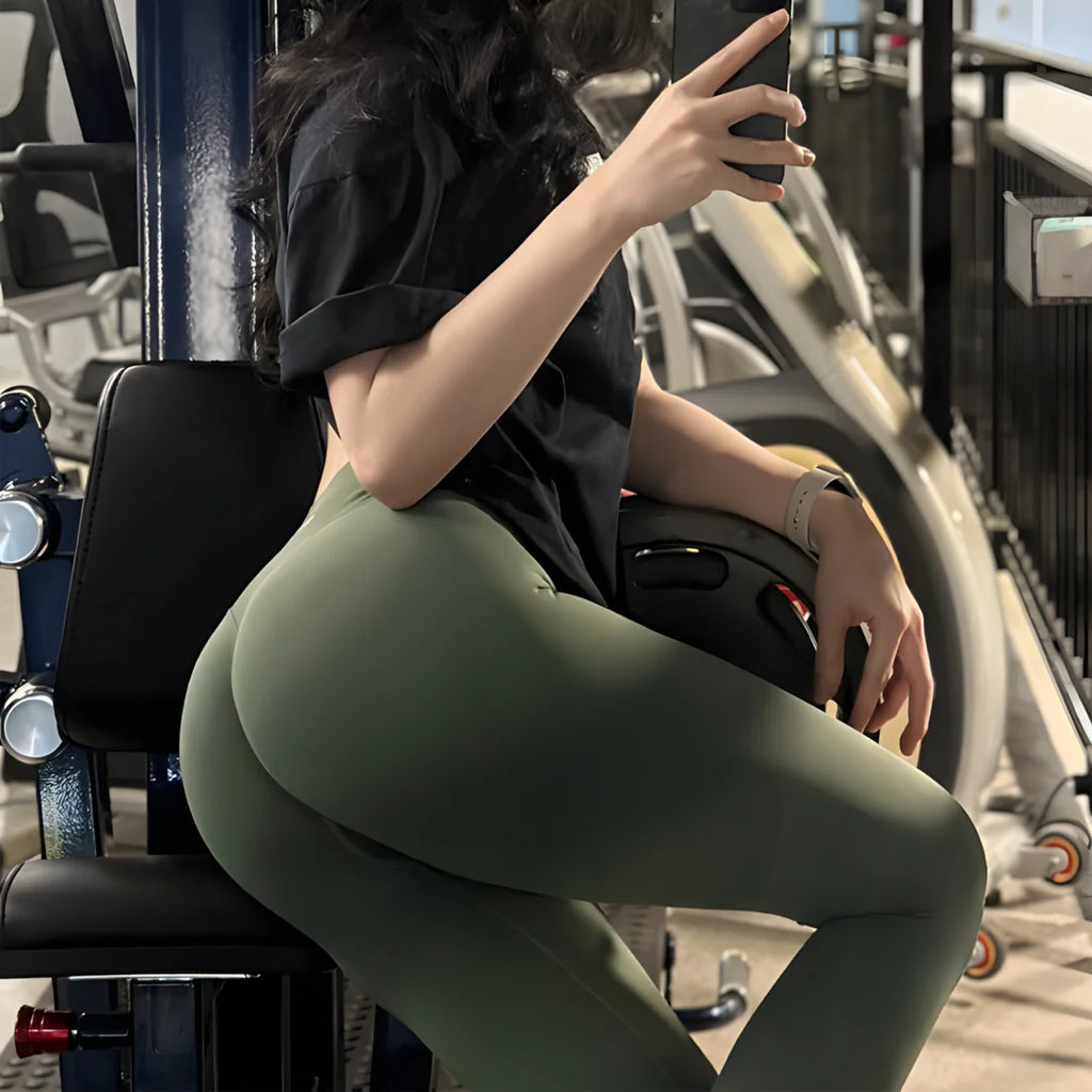 DF-LOGO Women Seamless High Waist Yoga Leggings Butt Lifting Push Up Compression Pants Tummy Control Anti-Squat Quick Dry for