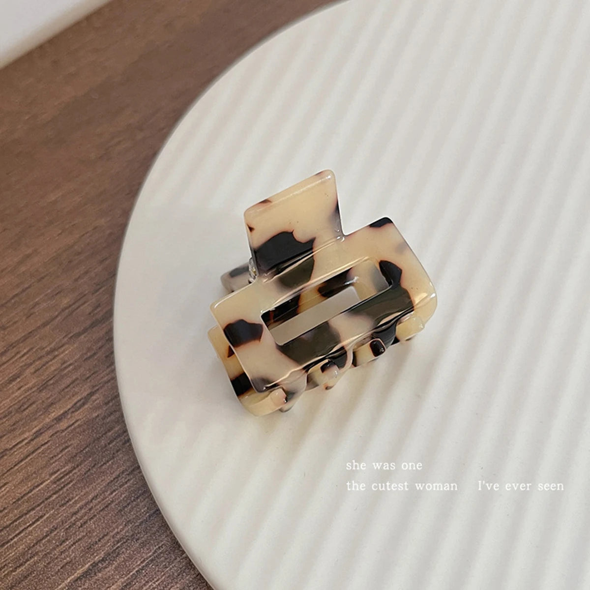 1pc acetate leopard print checkerboard plaid hairpin, classic and daily grab clip, small square high ponytail hair claw