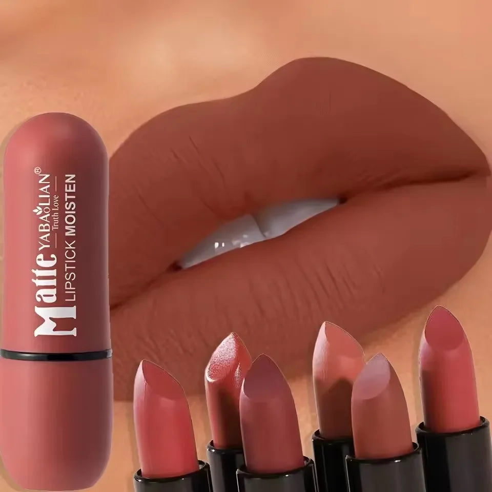 6-Color Matte Lipstick Sexy Velvet Lips Smooth Contour Pencil Brown Lip Waterproof Long-Lasting Color Lips Lipgloss Makeup