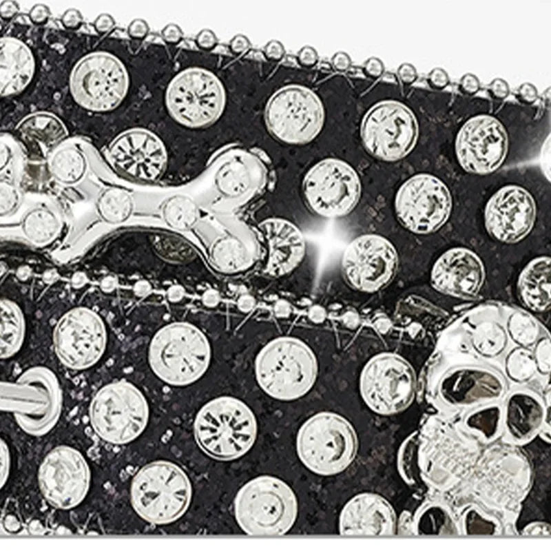 Skull Pile Rhinestone Punk Belts Men Women Coral Rhinestone Gothic Y2K Spice Girls Rock Hip Hop Belt Jeans Decoration Nightclub