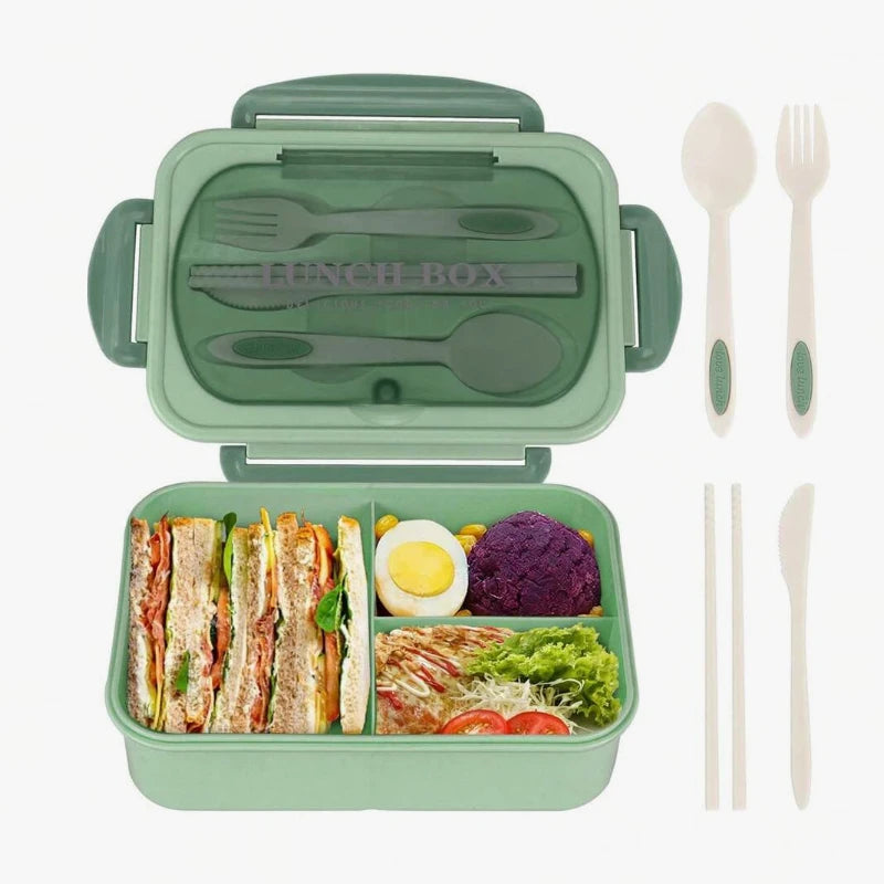 Set Bento Box for Adults, a Food Container for Lunch, Equipped with Tableware, Can Be Placed in a Microwave and Dishwasher