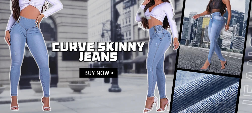 Fashion Two-Tone Color Slimming Jeans Women High Waist Stretch Skinny Fit Denim Pants Comfort Tummy Control Pencil Jeans