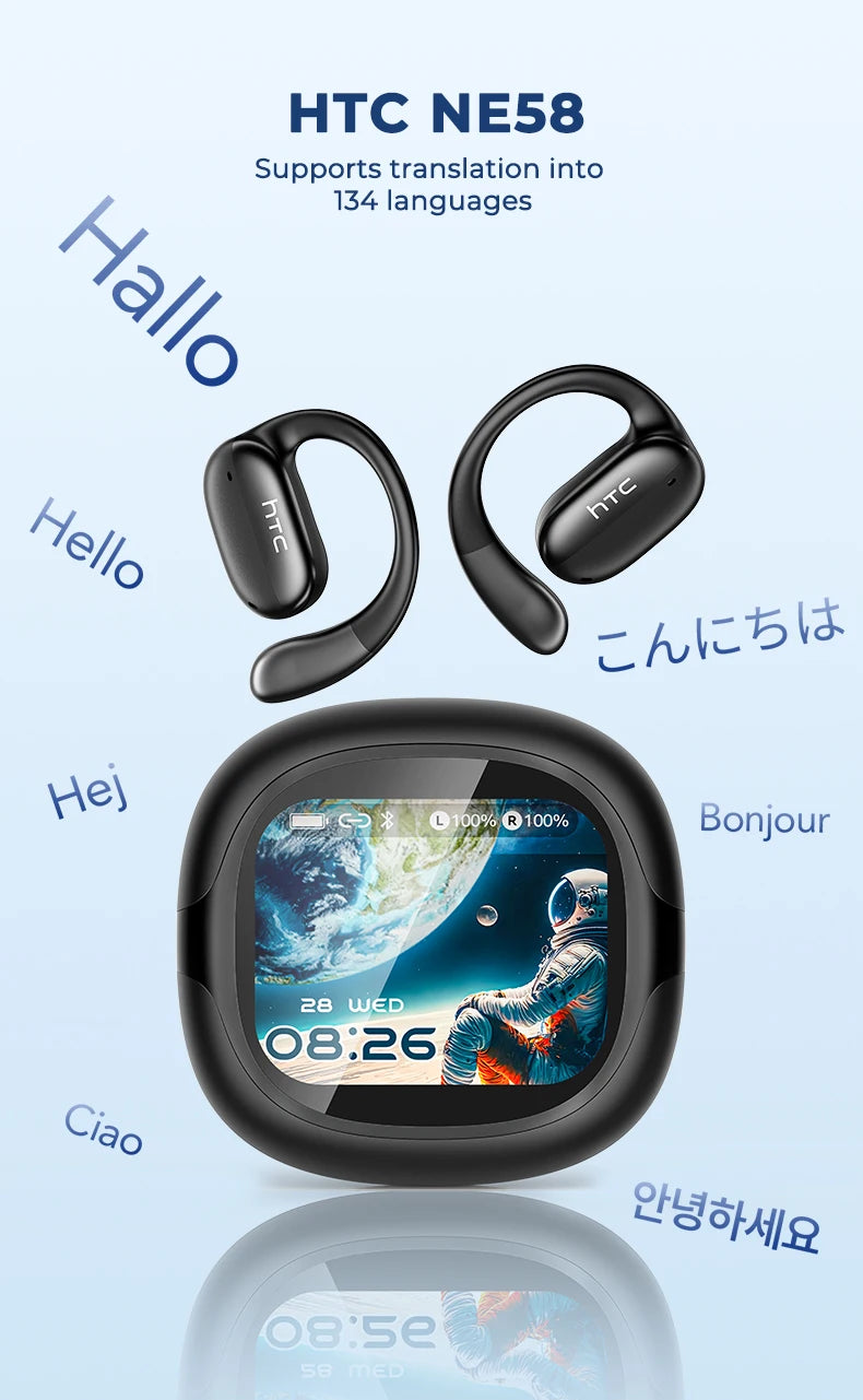 Bluetooth Headset Surround Sound Hi-Fi Stereo Comfort Fit Lightweight Open Ear for Sport Running HTC NE58 Wireless Earbuds