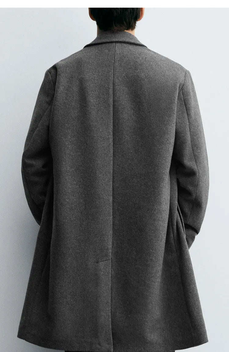 MAMELICCE Original design Mid-length woolen coat Wool-blend coat Classic business casual Autumn and winter trench coats Men coat