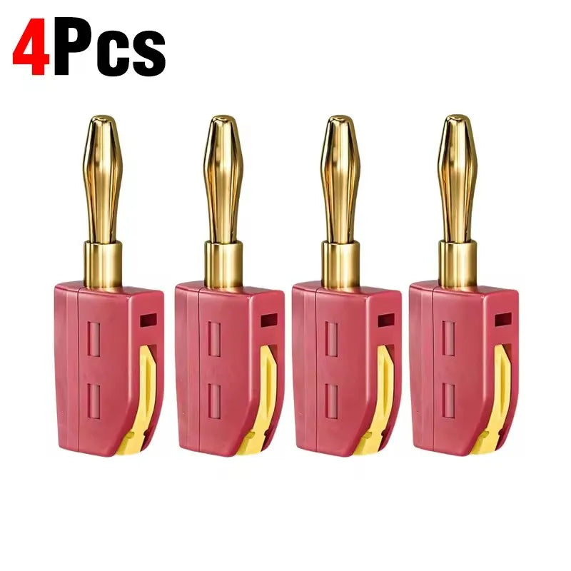 1/2/4Pcs 4mm Banana Plug High Current Quick Connect Gold-Plated Banana Connector 32A Red&Black No Solder Wire Connectors