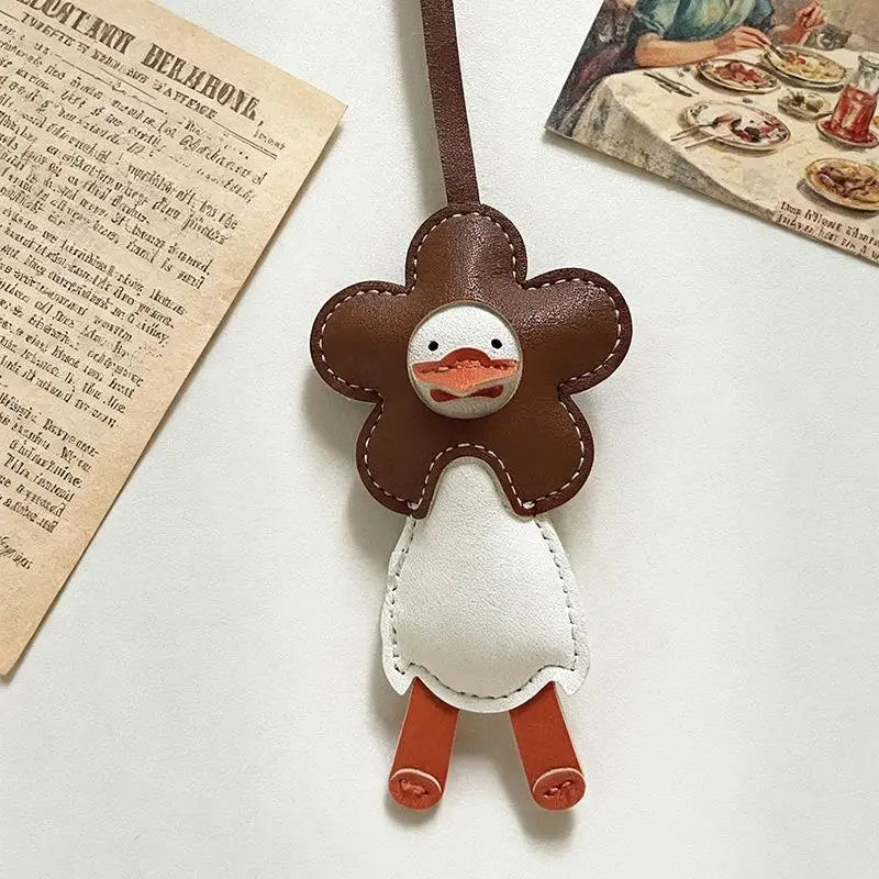 Cute Cartoon Duck Bag Charm High Quality Cute Leather Fashion Charm Bag Keyring Backpack Decoration Accessories Gifts