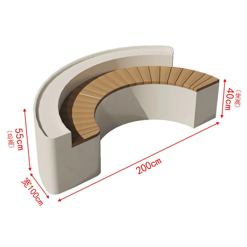 For Outdoor Curved Wood Flower Box Seat Square Park Mall Public Area Anti-corrosion Moisture-proof Leisure Bench