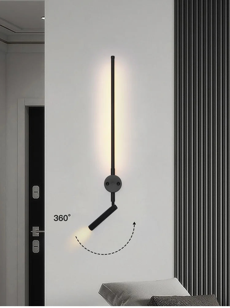 Modern LED Wall Lamp with Switch Bedroom Light Stairs Hallways Living Room Nordic Art Background Decor Black Lights Bathroom