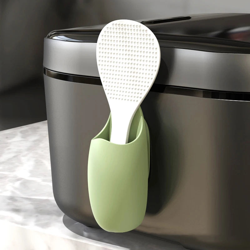 Kitchen Rice Scoop Holder Traceless Rice Cooker Spatula Organizer Tableware Storage Rack Spoon Holder Bathroom Utensil