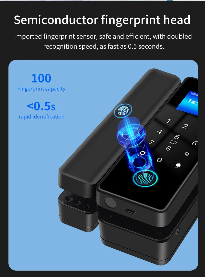 WIFI 3D Face Smart Lock for Glass Door with Camera Fingerprint Face Recognize Card Password Biometric Key App Unlock