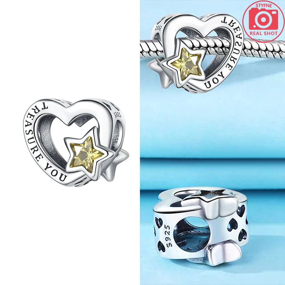 925 Sterling Silver Pink Zircon Love Beads Charms Fit Bracelet Women Jewelry Diy Anniversary Gift Delicate Accessories Bag Charm