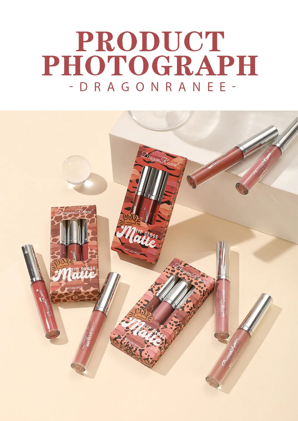 3-Pack Non-Stick Matte Lip Gloss Set Liquid Lipstick Gift Box Set of 3 Long-Lasting Comfortable Matte Finish Lip Colors