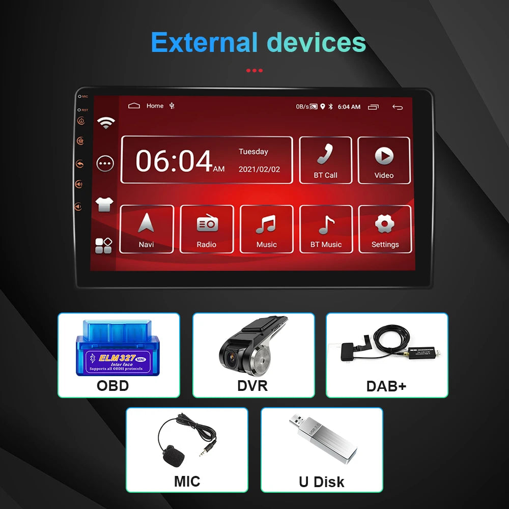 Podofo Android 12 Car Radio Androidauto Carplay 2 Din GPS Car Audio 7"/9"/10" WIFI BT Automotive Multimedia Player For VW Ford