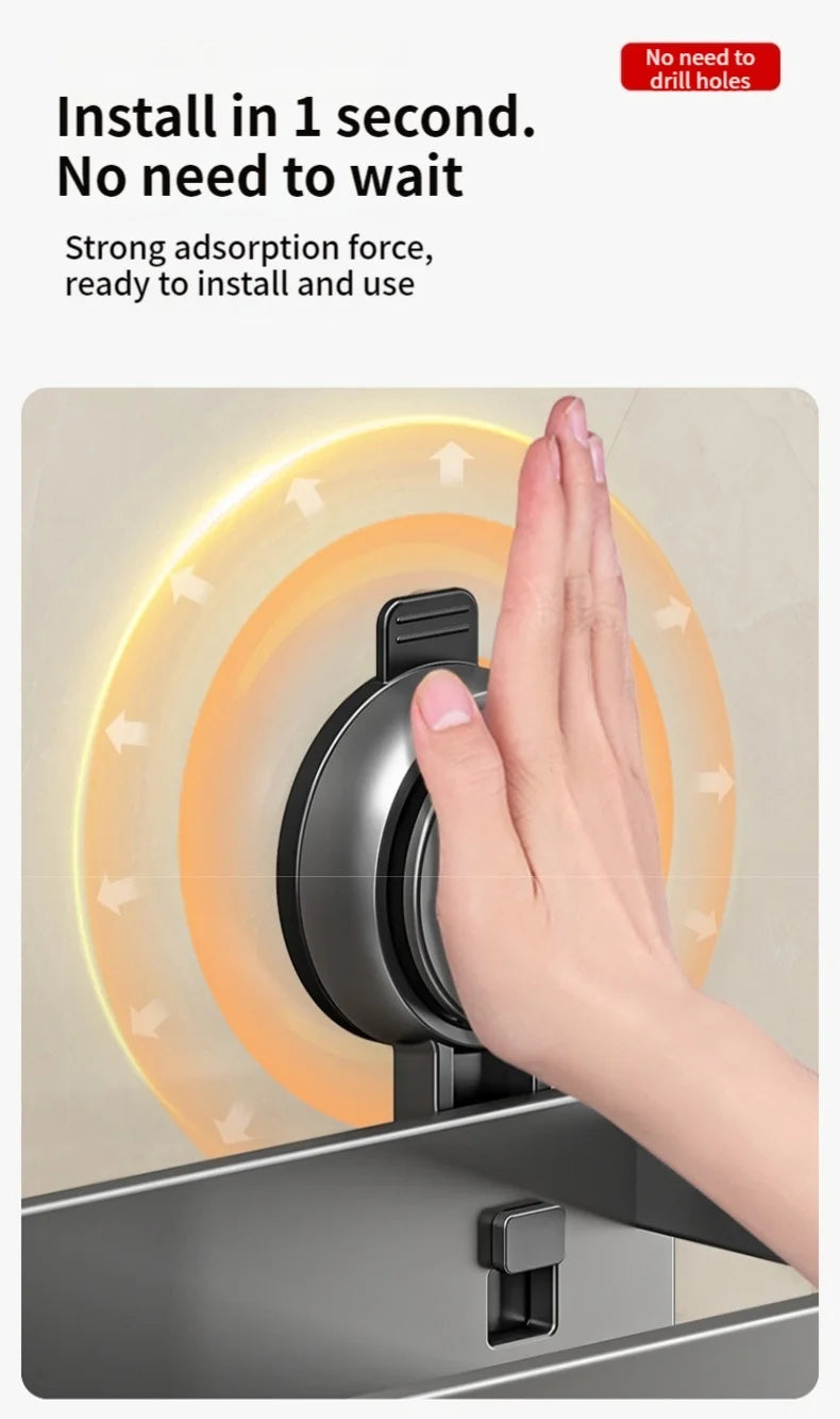 No Drill Bathroom Suction Cup Storage Shelf Storage Shelf Bathroom Perforation-Free Wall Hanging Vanity Toilet Triangle Basket R