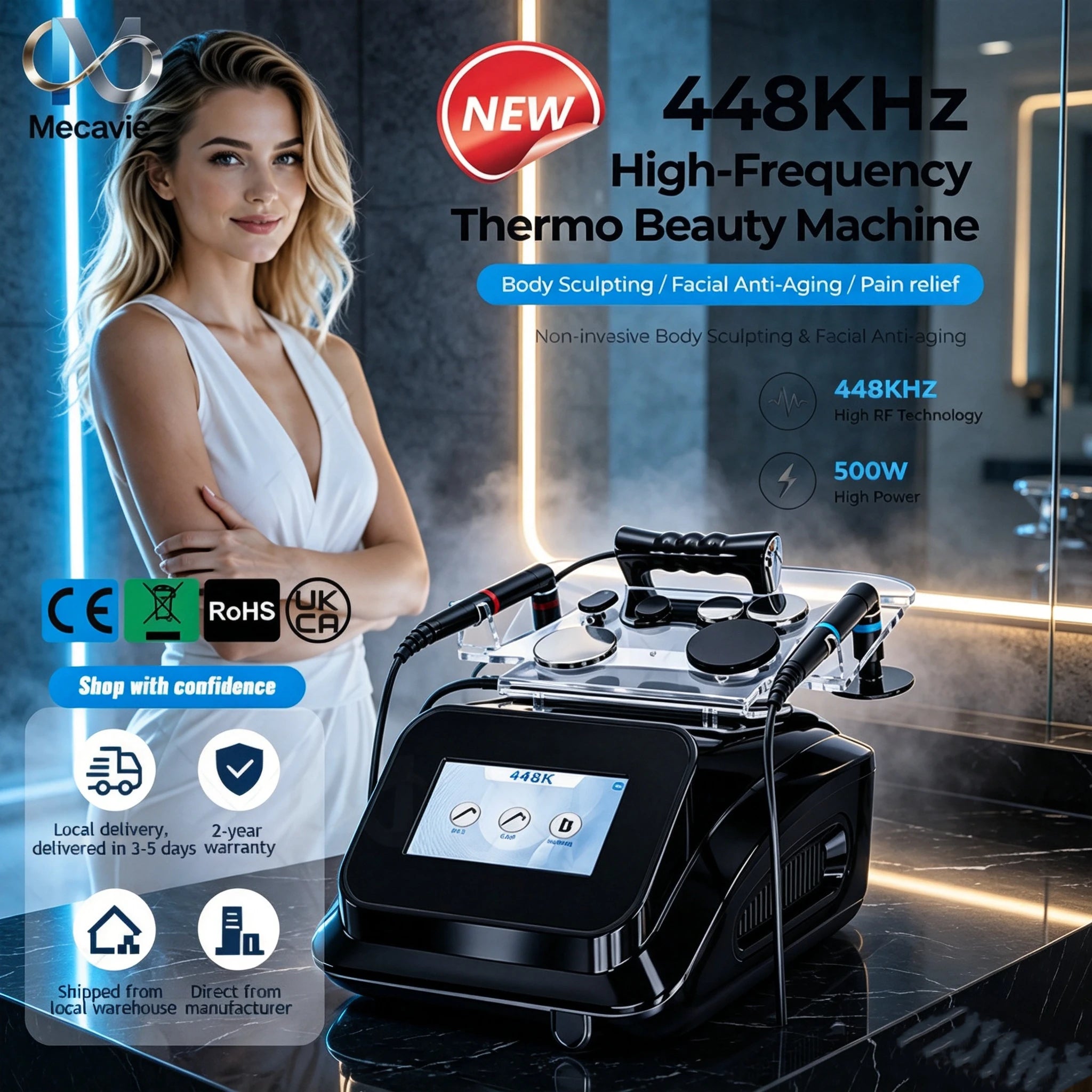 2026New 448KHZ INDIBA Tecar Therapy Machine Physiotherapy Pain Relief Body Slimming Skin Rejuvenation Salon SPA Beauty Equipment