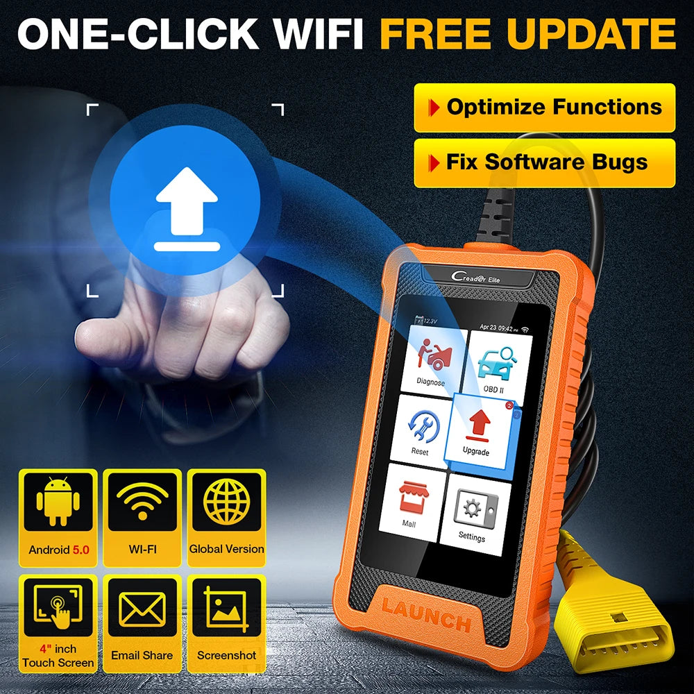 LAUNCH X431 Creader Elite Car Diagnostic Tools Professional Full System TPMS 31+ reset Function Online Coding OBD2 Scanner