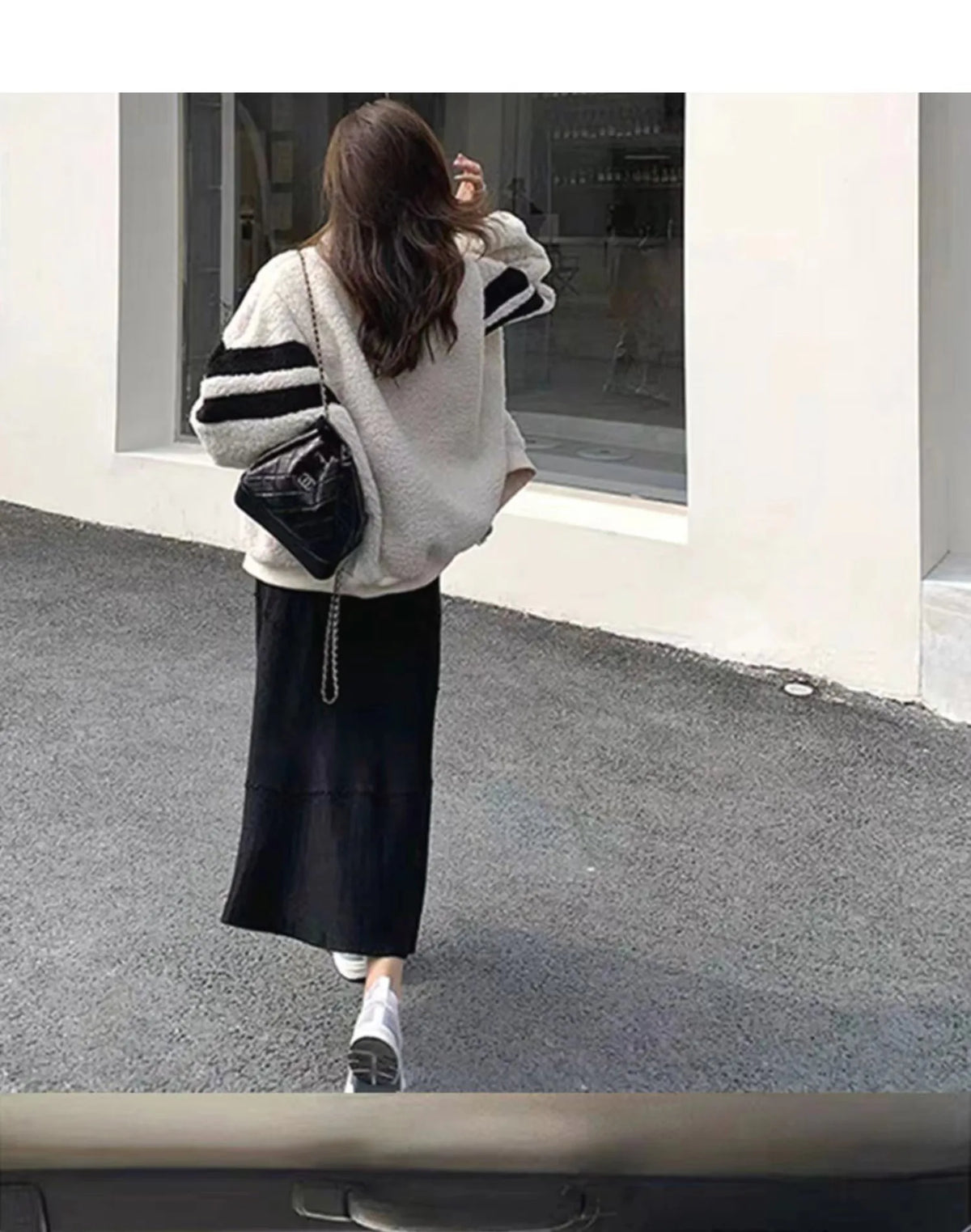 Women Causal Color Block Fleece Jacket Drawstring Zip Up Loose Contrast Striped Warm Winter Coat for Daily