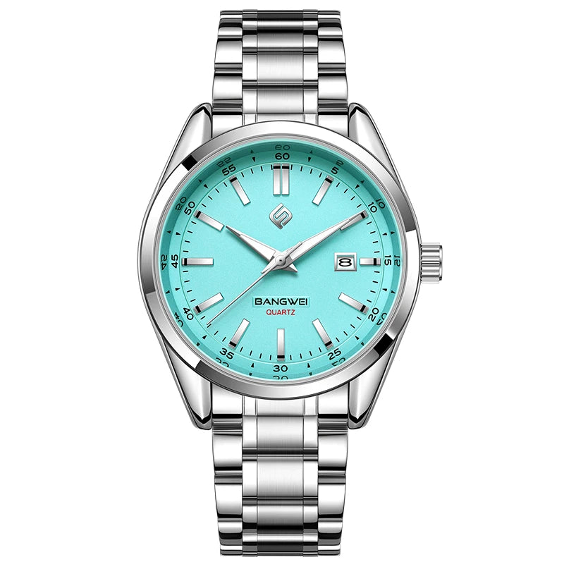 BANGWEI 2025 Business Men's Watch Waterproof Stainless Steel Quartz Watch Luminous Fashion Calendar Watches for Men Reloj Hommes