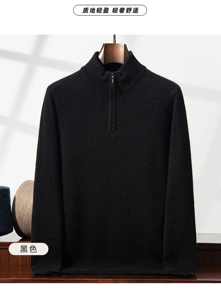 Autumn and Winter 100% Cashmere Men's Clothes Classic England Wind Solid Color Man Thicken Sweater Fashion Men Knitted Pullover