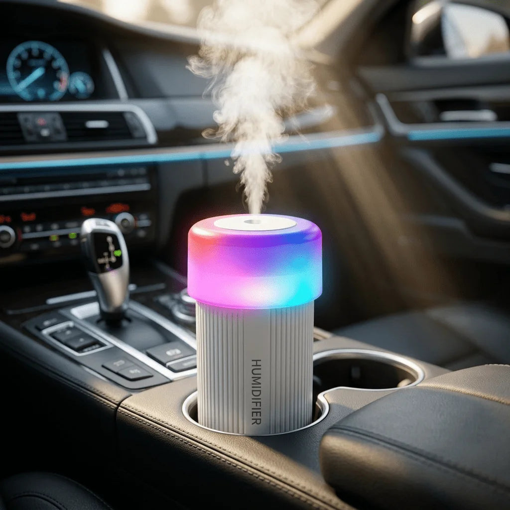 USB Portable Ultrasonic Humidifier, RGB Marquee Ambient Night Light, Silent Fine Mist Humidifier for Home Car Dorm