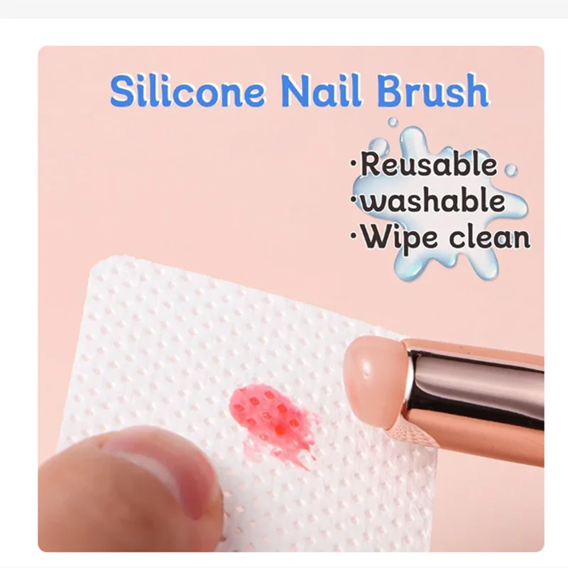 Nail Art Silicone Brush Reusable Mirror Powder Pigment Applying Manicure Tool Gradient Effect Nail Arts Silicone Applicator