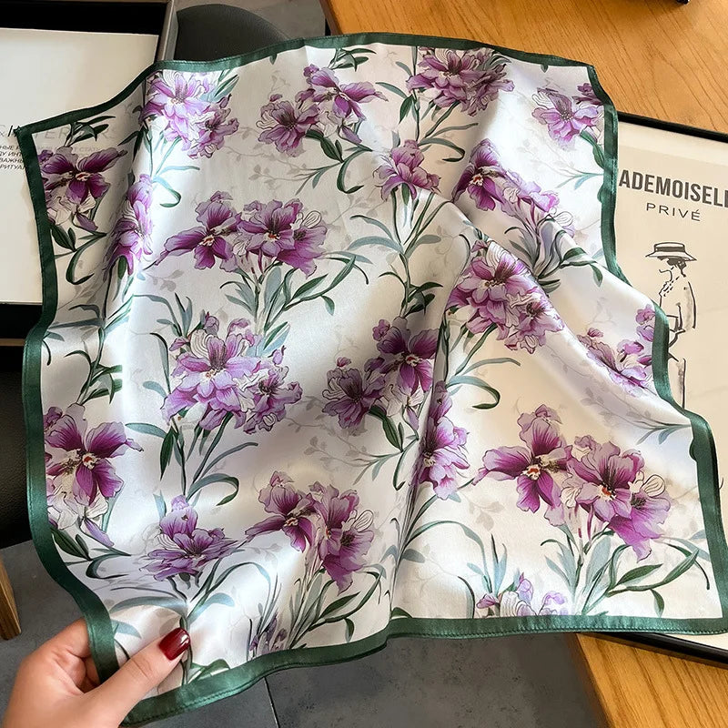 Nature Silk Neck Scarves Lady Foulard Lovely Strawberry Print 100% Real Silk Square Scarf for Women Bag Ribbon Hairband Kerchief