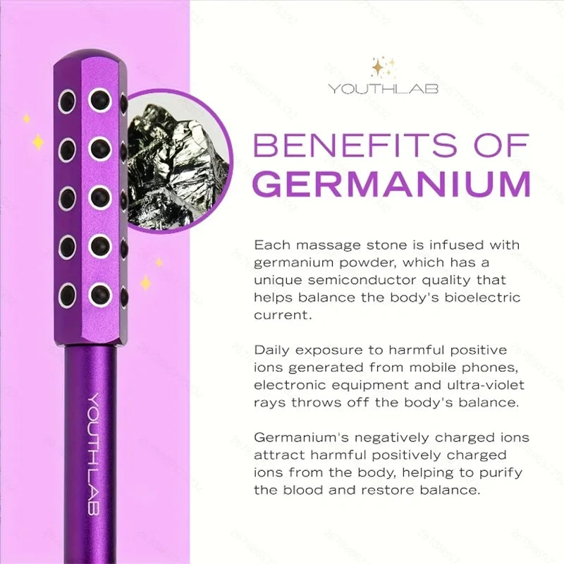 Germanlum Beauty Wand - Faclal Lifting And Massage Roller Massager - Non ElectricQuartz Stone Faclal Massage Tool,-Friendly