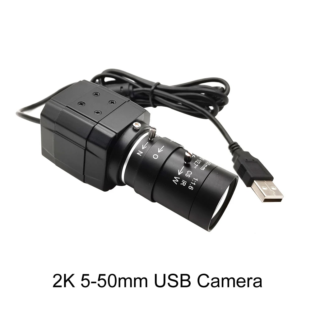 HD 4K USB Webcam With 2.8-12mm Varifocal Zoom Lens 2K 4MP PC Usb Video Camera UVC OTG Plug And Play For Live Streaming