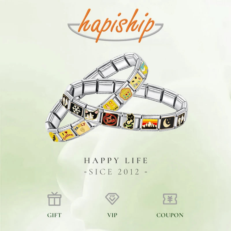 Hapiship 2024 Women's Gift Fit 9mm Stainless Steel Italian Charms Bracelet Links Beads Fashion Friend Lovers DIY Jewelry DJ1319