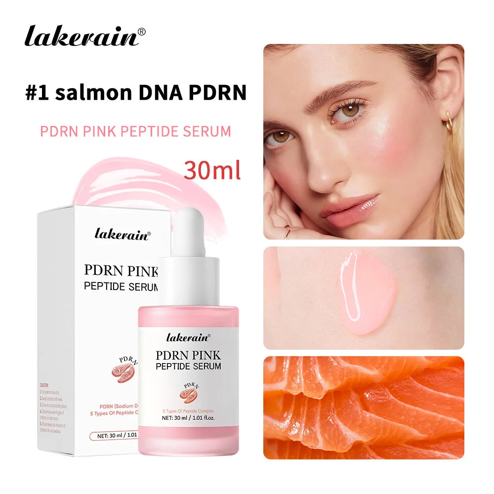 Lakerain Salmon DNA PDRN Pink Peptide Serum Smooth Face Skin Pink Glow Essence Moisturizing Hydrating Korean Skincare Product