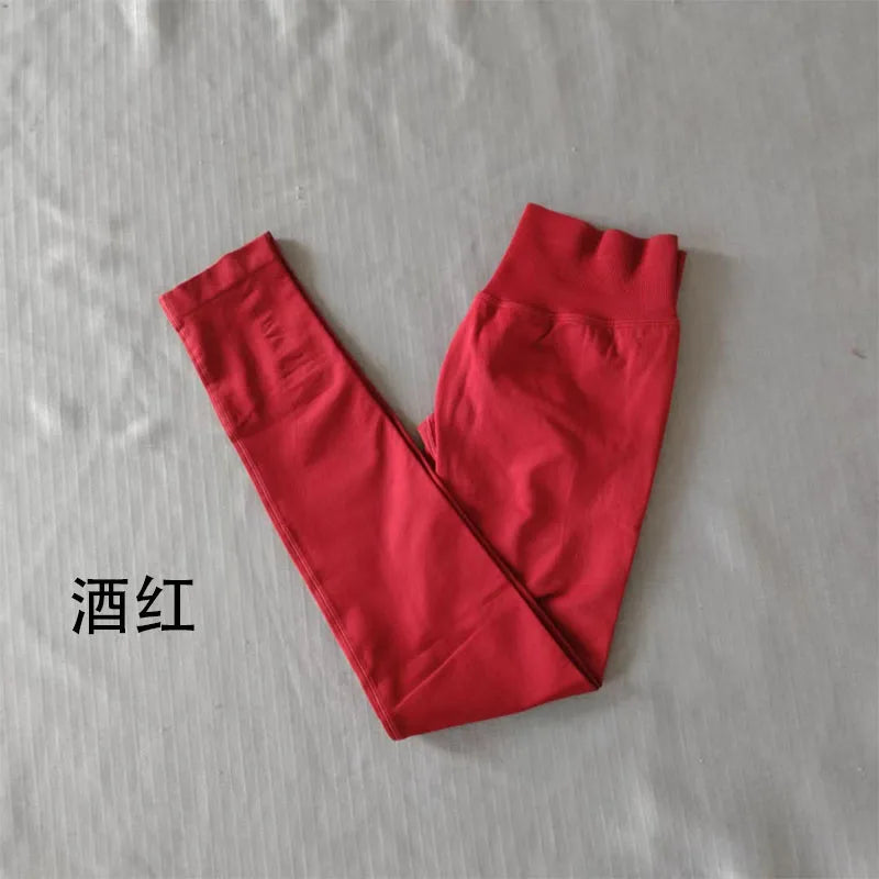 Denyf Seamless Sports Leggings Women's Hip Yoga Leggings Quick-Drying Fitness Tights Solid Color Training Hip Customizable Label
