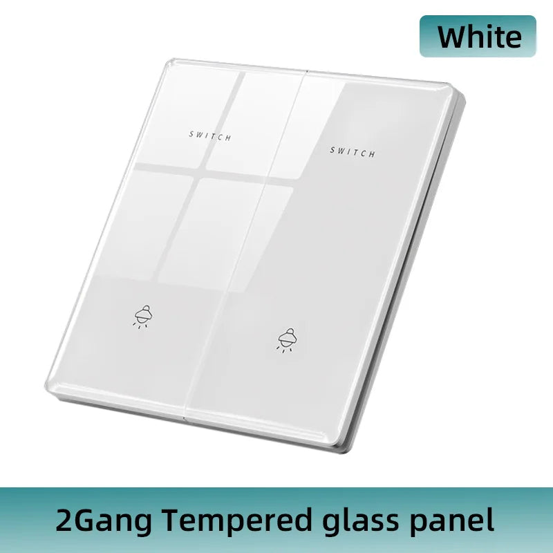 Wall Lamp Switch Panel Tempered Glass International Switch 1/2/3/4 Gang 1/2 Way Steel Rocker Light Switch On/Off Stair Switch