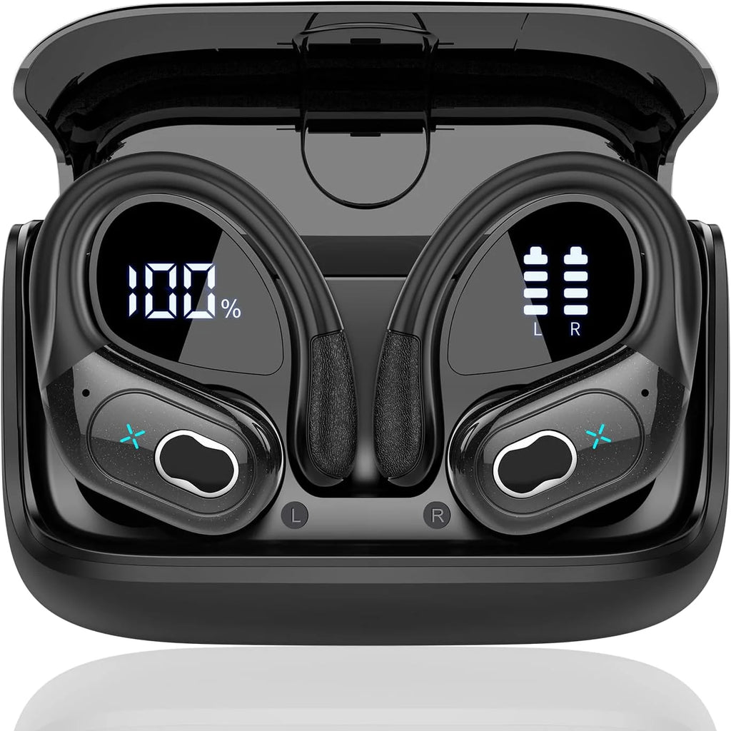 Bluetooth 6.0 Headphones HD65 Wireless Earbuds 75hrs Sport Bluetooth Earphone with Noise Cancelling Mic IPX7 Waterproof Headsets