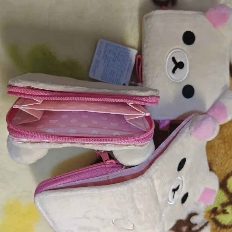 Japanese Kawaii Rilakkuma Coin Purse Card Package Short Wallet Plush Storage Package Birthday Gift
