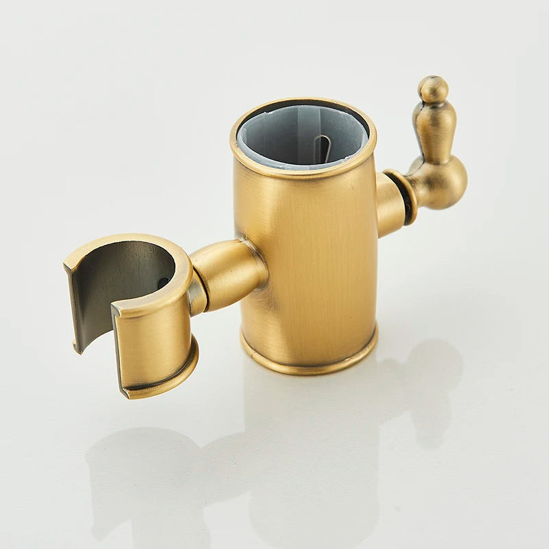 Antique Brass Shower Faucet Set Rainfall Head Shower with Handshower Wall Mount Dual Handle Mixer Bathroom Shower System