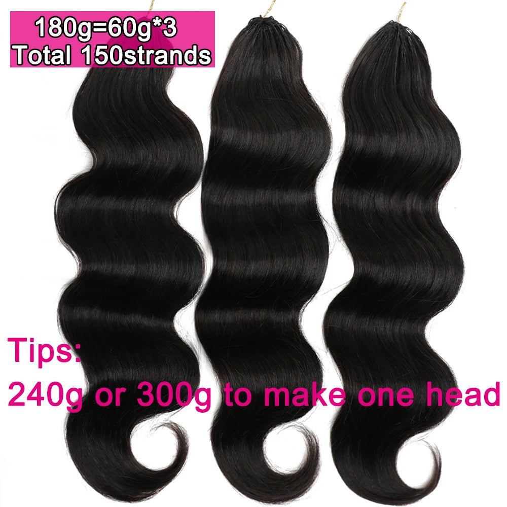 Body Wave Miracle Knots Crochet Human Hair For Braiding Boho Braids Bundles 16-26 Inch Feathered Crochet Human Hair Extensions
