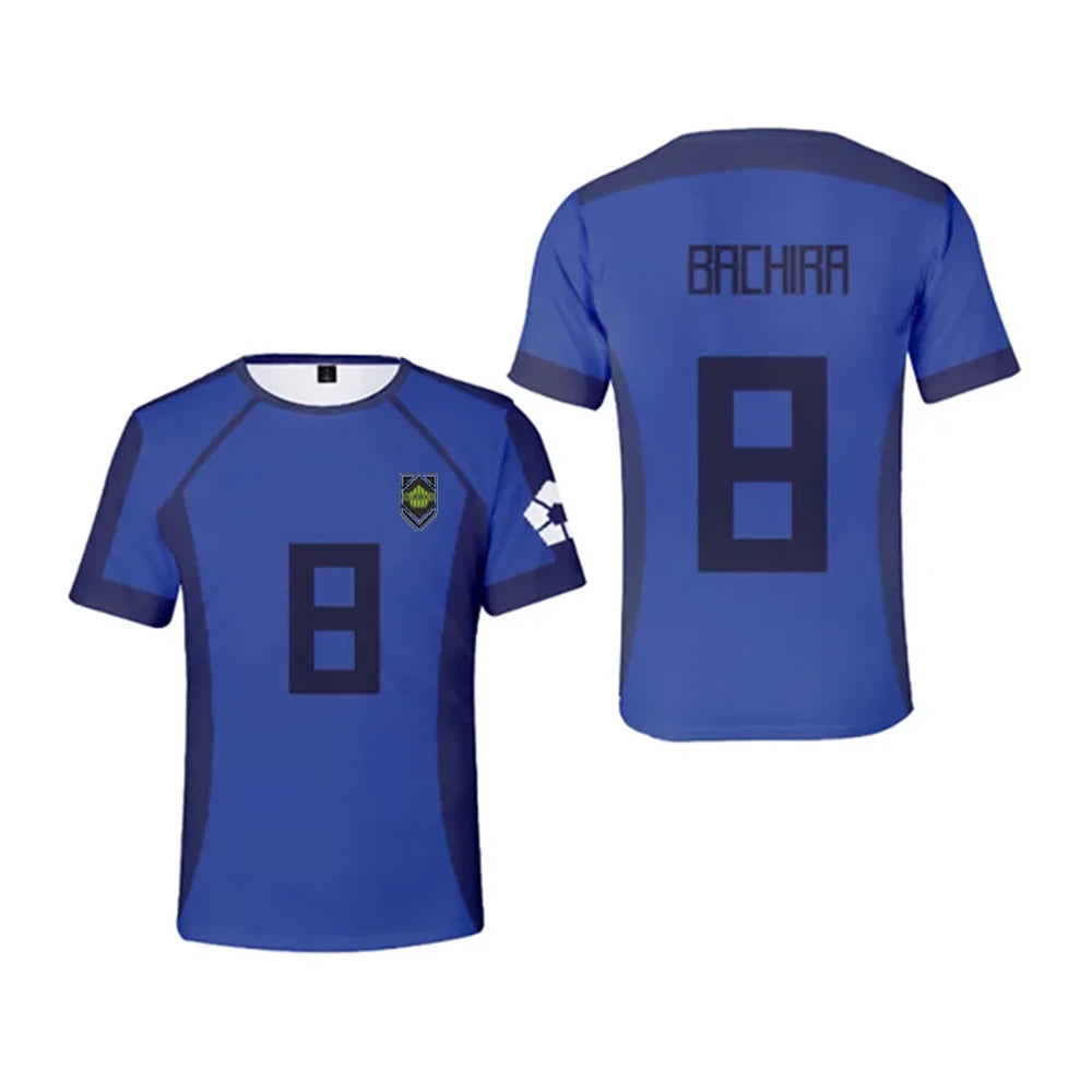 Anime Japan Blue Lock Isagi Yoichi Football Shirt Cosplay Hyoma Chigiri Meguru Bachira Daily Street Style T-shirt Top