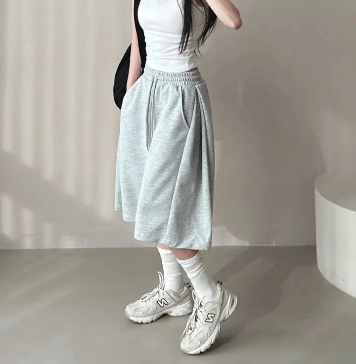 Summer Drawstring Wide Leg Shorts Women Fitness Running Loose Casual Large Sports Shorts Sweat Short High Elastic Lace Up Pants