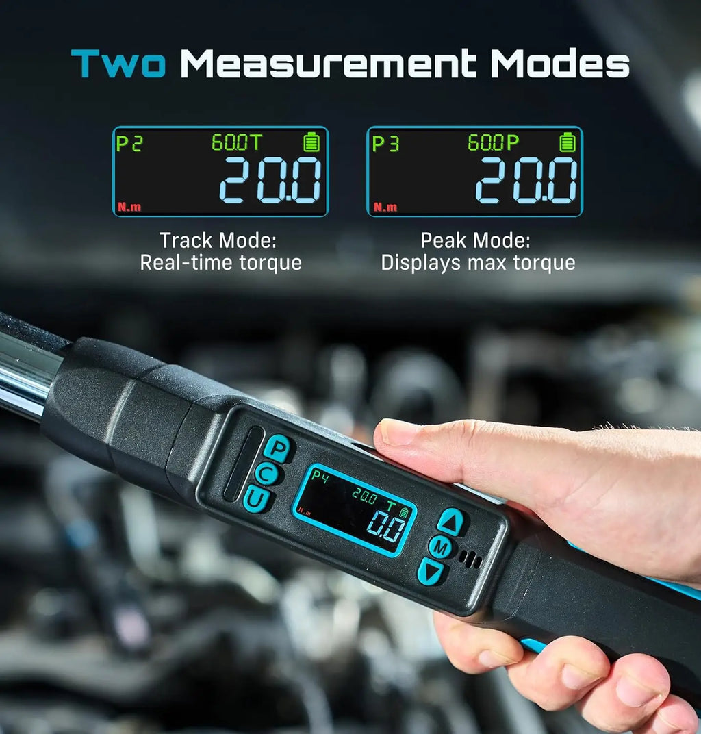 SEESII D2 Lite Pro 3/8" Digital Torque Wrench 220Nm LCD Display Real-Time & Peak Modes Preset & Data Storage Dual Alarm for Bicycle Car