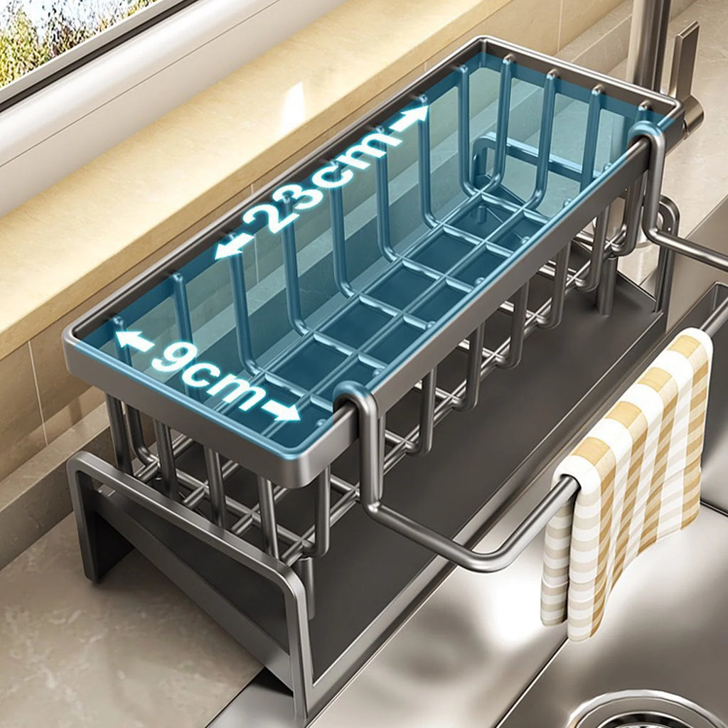 Kitchen Sink Organizer Countertop Rack Multifunctional Sponge/Cleaning Cloth/Brush Holder Drain Rack Dish Soap Storage
