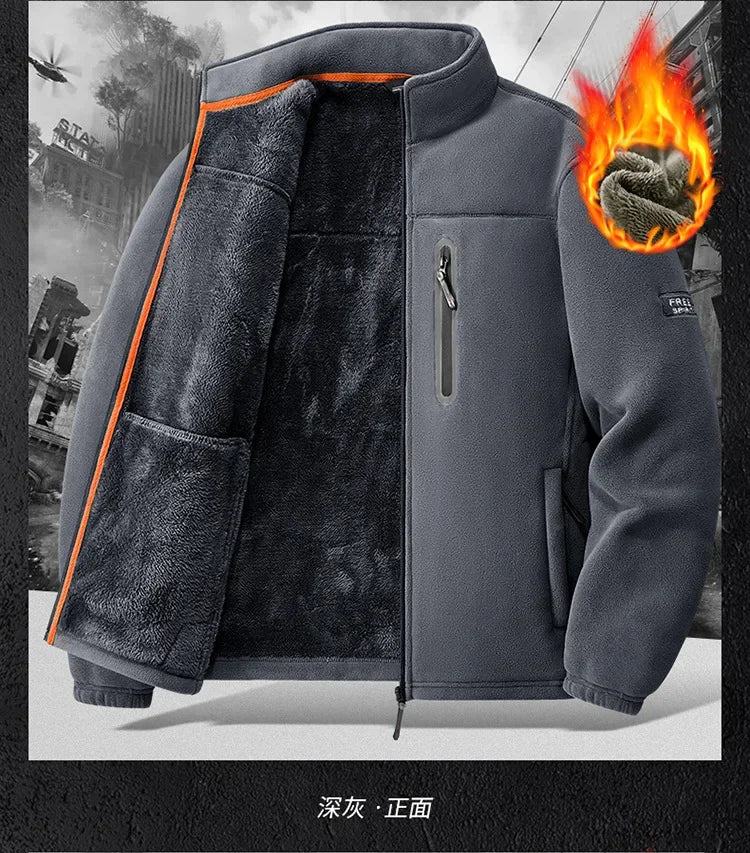 2026 Men's Outdoor Fleece Jacket Autumn Winter Thickened Polar Fleece with Added Insulation New Season Warm Casual Coat